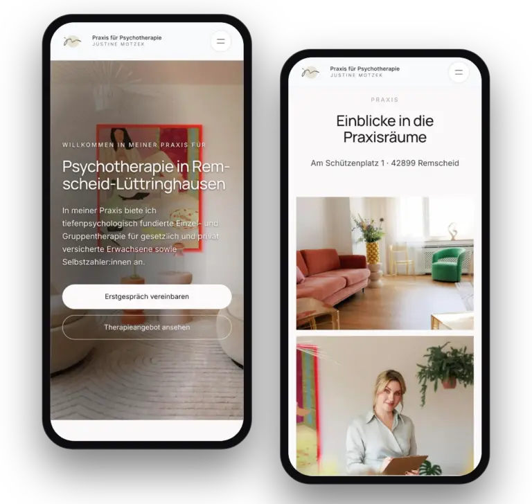 Psychotherapie Justine Motzek – Ansicht Smartphone