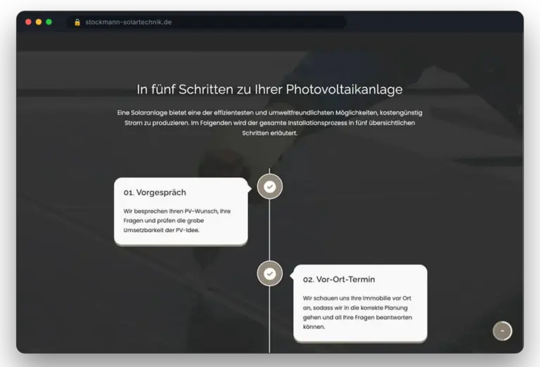 Stockmann Solartechnik – Ansicht Desktop