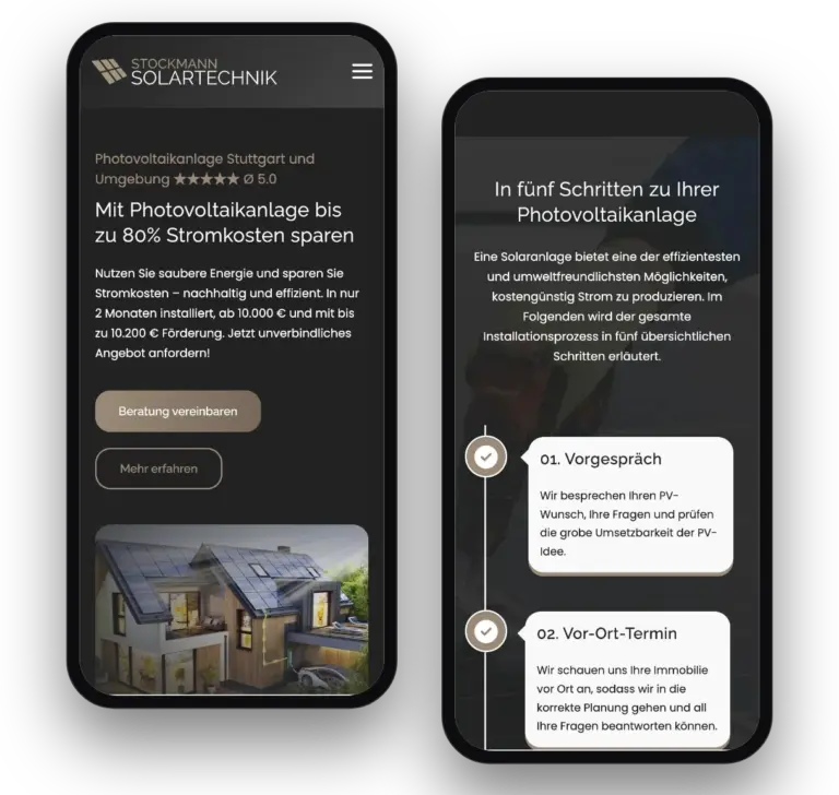 Stockmann Solartechnik – Ansicht Smartphone