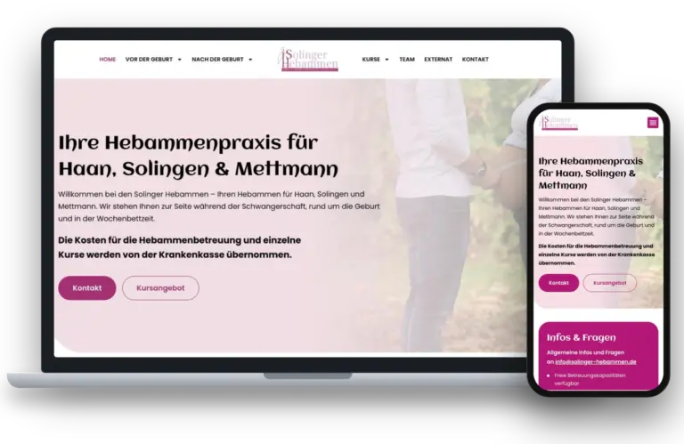 Website Solinger Hebammen auf Laptop und Smartphone