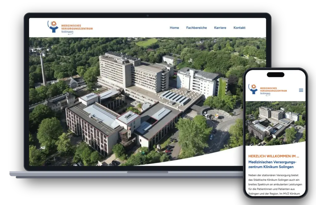 Website MVZ Klinikum Solingen auf Laptop und Smartphone