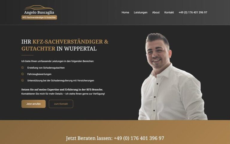 Website Kfz-Sachverständiger Angelo Buscaglia – Webdesign Siegmund