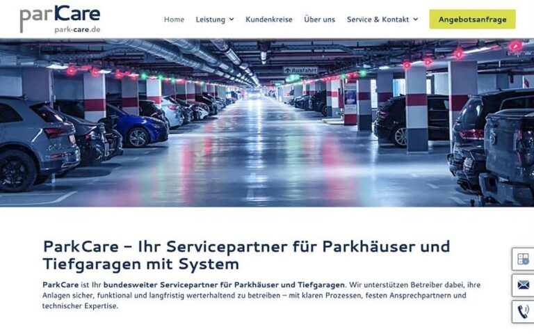 Website ParkCare – Webdesign Siegmund