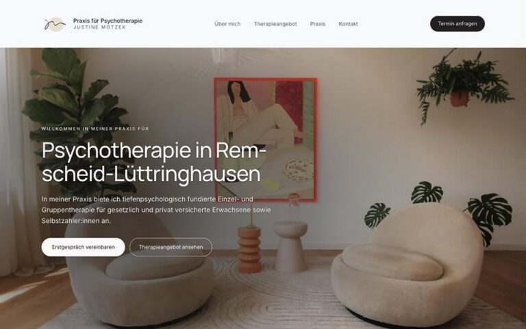 Website Psychotherapie Justine Motzek – Webdesign Siegmund