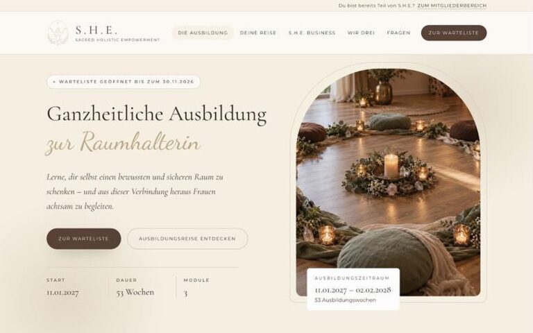 Website S.H.E. Akademie – Webdesign Siegmund