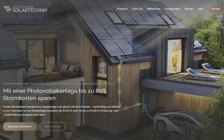 Website Stockmann Solartechnik – Webdesign Siegmund