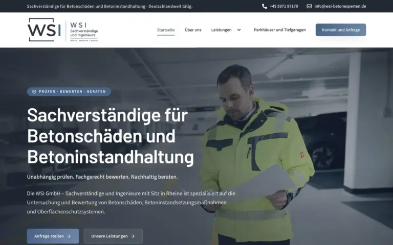 Website WSI Betonexperten – Webdesign Siegmund